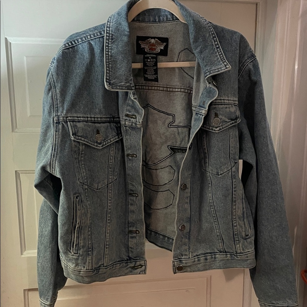 Harley-Davidson Denim Jacket with Black and White Logo
